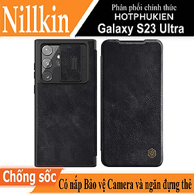 Hình ảnh Case bao da chống sốc cho Samsung Galaxy S23 Ultra trang bị nắp bảo vệ Camera hiệu Nillkin Qin Pro (ngăn đựng thẻ ATM Name Card, chất liệu da cao cấp, thiết kế thời trang cá tính) - Hàng nhập khẩu