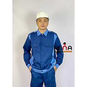 Mua Áo Bảo Hộ Lao Động - Xanh Phối Xanh - Vải Kaki V31 (Đẹp)