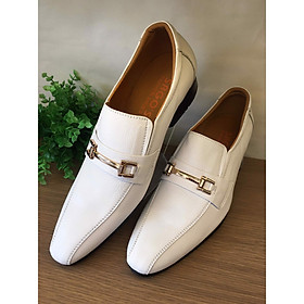 Giày Tây nam giày công sở nam da bò cao cấp màu trắng-TR61 siêu mềm êm chân