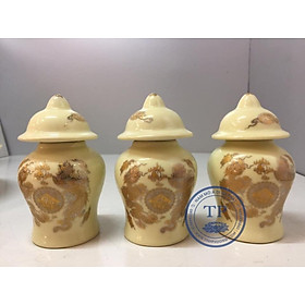 Mua COMBO 3 CHIẾC HŨ ĐỰNG( GẠO  MUỐI HOẶC NƯỚC) CHẤT LIỆU GỐM SỨ NGÀ HÌNH RỒNG KH18409