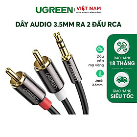 Hình ảnh Dây Audio 3,5mm ra 2 đầu RCA (Hoa sen) dài 1,5M UGREEN AV116 10583 - Hàng Chính Hãng