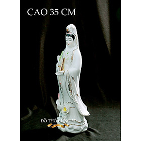 Mua TƯỢNG QUAN ÂM ĐỨNG GỐM SỨ