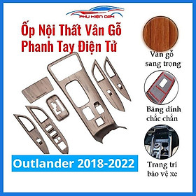 Ốp nội thất Outlander 2018-2019-2020-2021-2022 phanh tay điện tử vân gỗ chống xước làm đẹp xe