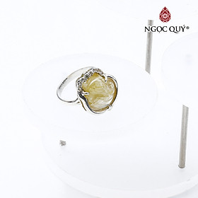 Nhẫn bạc hồ ly thạch anh tóc vàng mệnh thủy, kim - Ngọc Quý gemstones