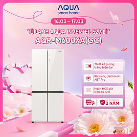 Tủ lạnh Aqua Inverter 529L AQR-M600XA(GC) - Mặt gương trắng - Bảo hành 2 năm - Freeship toàn quốc - Hàng chính hãng