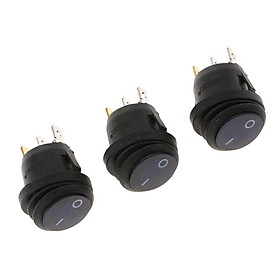 3 pieces 12V 200V Car Truck Round Rocker Toggle LED Switch Blue Light On-off Control