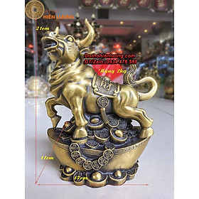 Mua Tượng Trâu Đứng Thỏi Vàng Bằng Đồng Cao 21cm