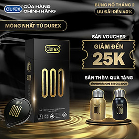 [Mới] Bao cao su Durex 001 Siêu Mỏng, Hộp 3 Bao Mới Ra Mắt