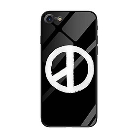 Ốp lưng kính cường lực cho iPhone 7 /8 Nền Peace Y Nền Đen - Hàng Chính Hãng