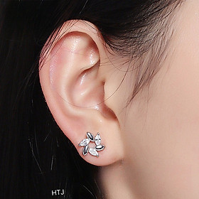 Bông tai bạc thời trang hình nguyệt quế chất liệu bằng bạc s925 - Bạc trang sức PKG