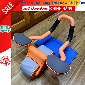 Con lăn Tập Cơ Bụng Bánh Xe Trợ Lực mi02 Thế Hệ Mới 2023 hỗ trợ tập Plank Kèm Bệ Tỳ Tay, Đồng Hồ, Đệm Gối - Chính Hãng miDoctor