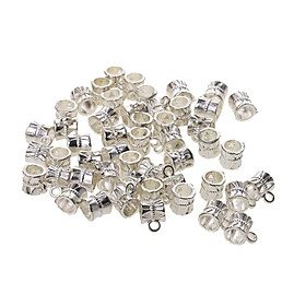 2-3pack 50pcs Silver Spacer Bail Beads Tube Charms Pendants Jewelry Making