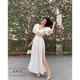 Sét Đầm Maxi Đi Biển Nhún Ngực Sẻ Tà Bản nâng cấp vải
