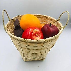 Bamboo Weaving Basket with Handle Handwoven Fruit Basket for Party Courtyard