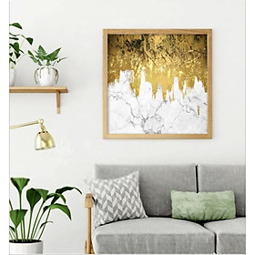 Mua Tranh Canvas Trừu Tượng Dãy Núi Vàng Kim Trang Trí Treo Tường