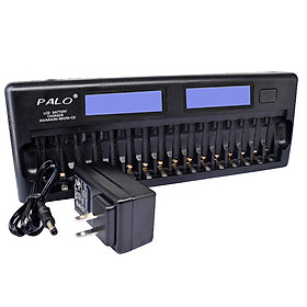 Bộ sạc pin thông minh đa năng PALO PL-NC31 Hai màn hình LCD 3 inch Bộ sạc thông minh nhanh chóng w / 16 Khe cắm pin cho - Đen - Phích cắm Hoa Kỳ-Màu đen-Size Phích cắm của Hoa Kỳ