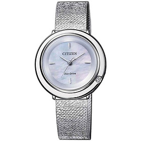 Đồng Hồ Nữ Citizen Đính Kim Cương Dây Thép Không Gỉ EM0640-82D - Mặt Xà Cừ (Sapphire)