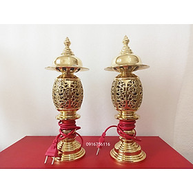 Mua  Miễn ship 100% Đèn thờ  đèn đồng 37cm  đèn phong thủy đồng vàng 37cm đúc thủ công - Đồ Đồng Nguyệt Ánh