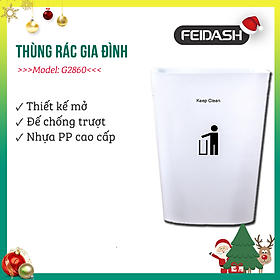 Thùng rác gia đình phong cách cổ điển không nắp hình vuông sử dụng trong nhà bếp văn phòng FEIDASH G2860 / G2870 - Màu Trắng - 6.4 Lít