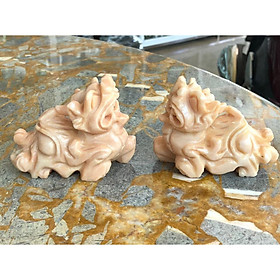 Mua Cặp Tỳ Hưu phong thủy đá cẩm thạch vàng cà rốt - Dài 10 cm