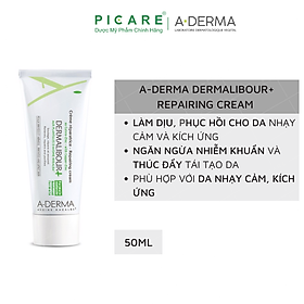 Kem phục hồi dịu da và kháng khuẩn Dermalibour + Repairing Cream A-Derma 50ml