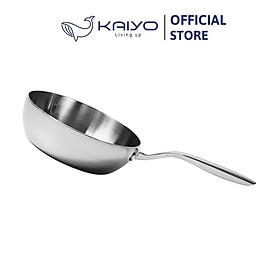 Chảo inox trơn sâu lòng thân đáy liền 3 lớp Tri-Ply Kaiyo, size 20cm