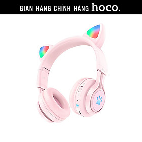 Tai nghe chụp tai mèo không dây Bluetooth Hoco W39, tai nghe có đèn led cho trẻ em, 10h nghe nhạc hàng chính hãng Hoco Mall