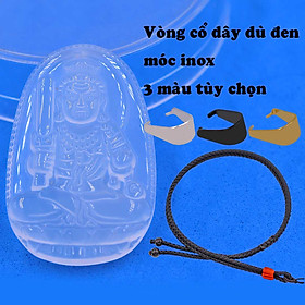 Mặt dây chuyền Phật Bất động minh vương mã não trắng 3.6 cm kèm dây chuyền inox trắng + móc inox trắng, Phật bản mệnh, mặt dây chuyền phong thủy