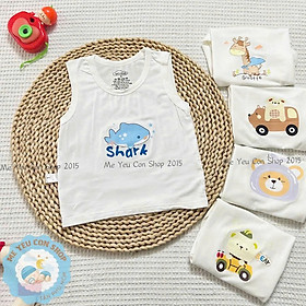 Áo Ba Lỗ Sát Nách Trắng Kem Chất THUN LẠNH PETIT In Hình Dễ Thương Cho Bé