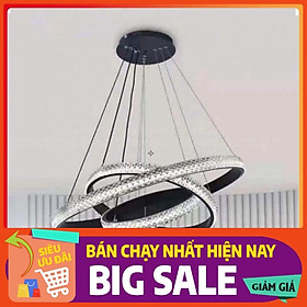 Đèn thả pha lê  Đèn Thả 3 Vòng Black Plastic  sang trọng đẳng cấp 3 chế độ ánh sáng có điều khiển từ xa tiện dụng