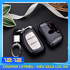 Ốp, bọc chìa khóa silicon màu tráng gương bảo vệ chìa khóa cho xe Hyundai i10, Elantra, Tucson, Santafe 2016-2018…kèm móc đeo INOX
