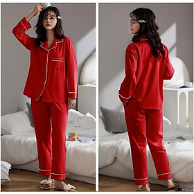 Bộ Pijama nữ màu đỏ nổi bật, có thể mặc riệng mặc mix đồ đôi sành điệu, chất cotton 100% thoáng mát