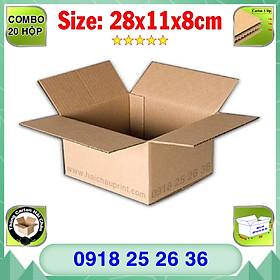 Mua 20 Hộp Carton  KT: 28x11x8cm  Hộp carton  Thùng carton  Hộp đóng hàng  Thùng đóng hàng  Hộp carton 3 lớp...