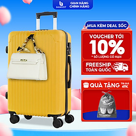 Vali du lịch BAMOZO 8801 vali kéo nhựa được bảo hành 5 năm - Vàng  - Size 24