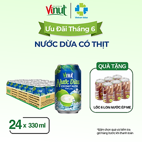 Thùng 24 Lon Nước Dừa Có Thịt Vinut 330ml