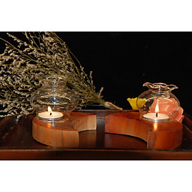 Combo 2 bộ đế nến Tealight + chụp thủy tinh