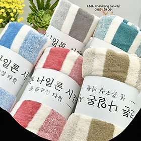 Mua Khăn tắm lông cừu cao cấp  Kẻ mờ  KT 50x100cm