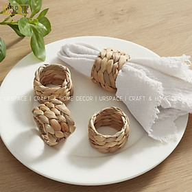 Phụ kiện trang trí bàn ăn tấm lót dĩa và nút thắt khăn ăn URSPACE bằng lục bình / ROUND HYACINTH PLACE MAT & KIN RINGS