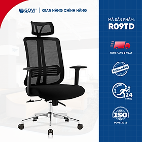 Ghế xoay văn phòng ghế công thái học GOVI Ryan R09TD - Tựa đầu điều chỉnh, tựa tay cố định, khoá ngả 135 độ thư giãn