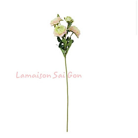 Mua Cành hoa mẫu đơn 59cm có 3 bông hoa nhỏ 2 nụ hoa làm bằng lụa sang trọng tinh tế