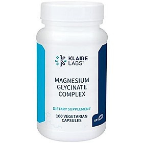 Klaire Labs Magnesium Glycinate Complex - 100 mg Bisglycinate Chelate Blend - High Absorption - Supports Bone Density and Magnesium Levels - Gluten Free & Hypoallergenic (100 Capsules)