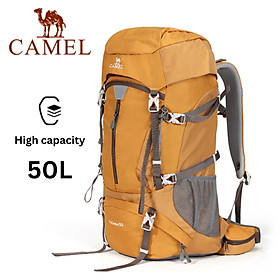 Túi leo núi ngoài trời CAMEL Dung tích lớn 50L Ba lô du lịch chống thấm nước - Vàng tươi