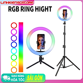 Hình ảnh Đèn LED Ring RGB sáng tạo Lives tream , Quay clip , Chụp Ảnh Size 26cm Đèn Chớp Nháy