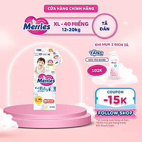 Tã/bỉm dán Merries size XL - 40 miếng (dành cho bé từ 12 - 20kg)