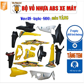 [tặng tem ] Dàn áo xe Wave RS - wave alpha - wave s100, nhựa ABS nguyên sinh màu VÀNG_TKB_1396(2197)