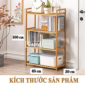 Kệ gỗ đa năng 4 tầng làm từ gỗ tự nhiên, dùng làm tủ trang trí, kệ giày dép, để chậu hoa