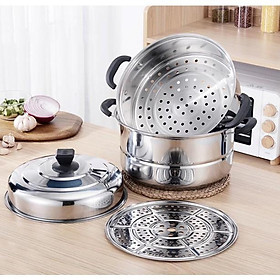 Mua Nồi hấp đa năng inox 2 kích cỡ ( 2 tầng  3 tầng) tiện lợi