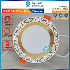 Đèn âm trần 3 chế độ sáng 7w, đèn lon cao cấp sang trọng, lỗ khoét 90mm