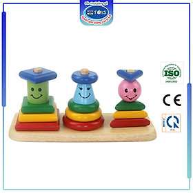 Đồ chơi gỗ Bộ xếp hình 3 trụ | Winwintoys 62072 | Phân biệt màu sắc và sự khéo léo | Đạt tiêu chuẩn CE và TCVN