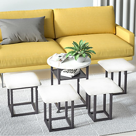 Bộ bàn ghế xếp gọn thông minh 4 ghế thu gọn vào trong chân bàn nếu không dùng tiện ích - Hàng chính hãng